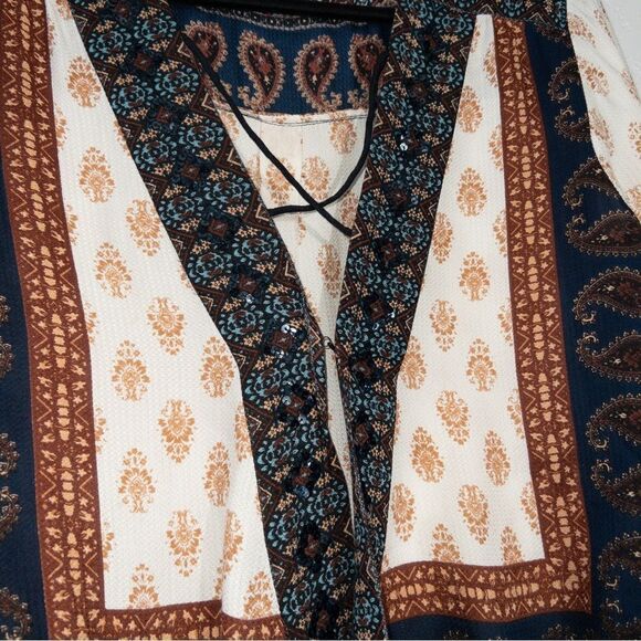 New Gypsy 05 Global Village Paisley Bohemian Blouse Size Medium - Picture 3 of 6